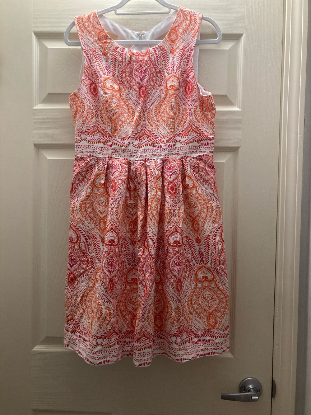 Dress Barn Orange and Pink Paisley Midi Dress
